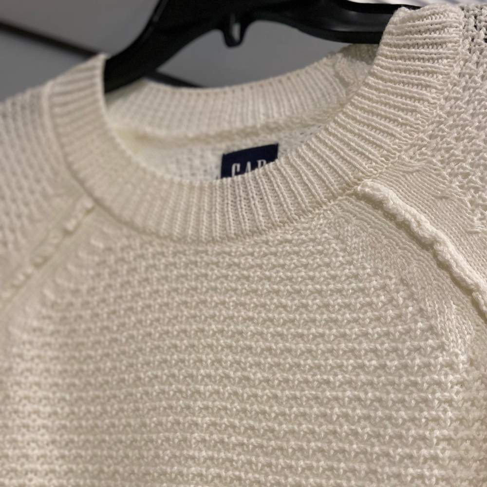 Gap~NWOT~Neutral~Cream~Open Stitch Crochet~Long Sleeve~Pullover Sweater~Size M - Picture 8 of 15